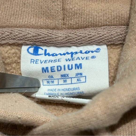 Champion Reverse Weave Hoodie Pink Peach Pullover Sweatshirt Tapered Medium - Picture 4 of 6